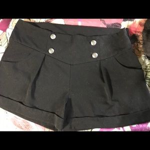 Plus Size Sailor High Waist Black Shorts